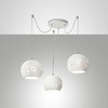 Particolare di Lampadario materico 3 sfere ceramica bianca goffrata con fori  43337