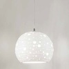 Ulteriore dettaglio di Lampadario materico 3 sfere ceramica bianca goffrata con fori  43337