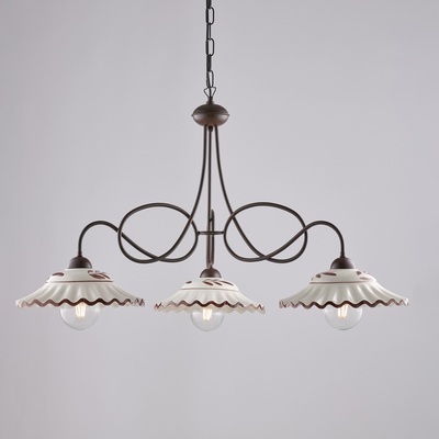 Lampadario grande soggiorno cucina 3 luci nero effetto ruggine ceramica  44452