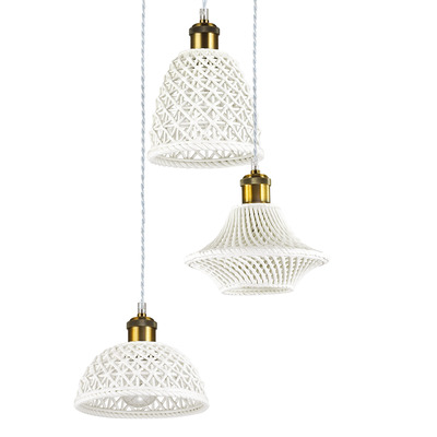 Lampadario a 3 luci in ceramica traforata 3 forme diverse LUGANO SP3 IDEAL LUX