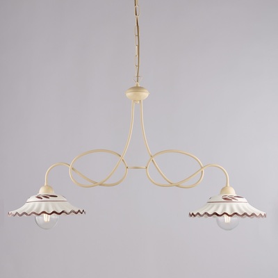 Bilanciere lampadario sospensione 2 luci ceramica rustica tavolo  44449