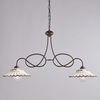 Bilanciere lampadario rustico 2 luci in ferro avorio e ceramica  44450