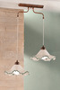 Altra fotografia Lampadario bilanciere country 2 luci ceramica decoro verde con diffusori regolabili