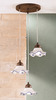 Lampadario a grappolo 3 luci ceramica blu con piattini onde pliss&egrave; regolabili  45263