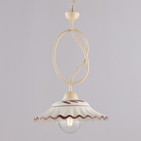 Lampadario ceramica nodo avorio decap&egrave; decoro foglie 30cm rustico cucina  44447
