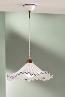 Lampadario 40cm ceramica onde pliss&egrave; blu per cucina mediterranea  45236