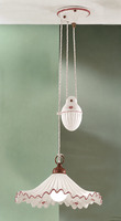 Lampadario saliscendi rustico 40 cm ceramica onde pliss&egrave; rosso  45241