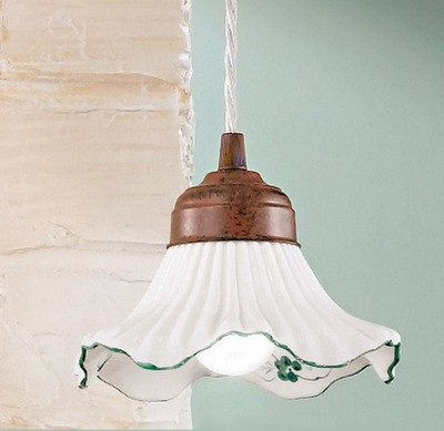 Lampadario piccolo ceramica onde 15cm verde ANNA/SP/V DUE P