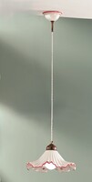 Lampadario 30cm ceramica onde pliss&egrave; rosso per tavolo cucina  45235