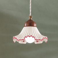 Lampadario piccolo ceramica 15cm onde pliss&egrave; decoro rosso per luce d&rsquo;accento  45230