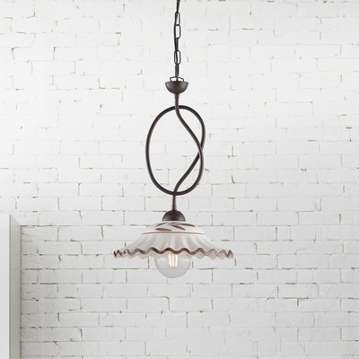 Lampadario 30cm ceramica decoro marrone rustico cucina  44448