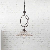 Lampadario 30cm ceramica decoro marrone rustico cucina  44448