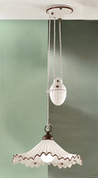 Lampadario con peso 40cm ceramica onde pliss&egrave; marrone per cucina rustica  45240