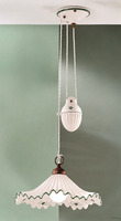 Lampadario contrappeso regolabile 40cm ceramica onde pliss&egrave; verde country chic  45242