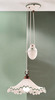 Lampadario contrappeso regolabile 40cm ceramica onde pliss&egrave; verde country chic  45242