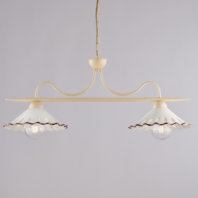 Lampadario 2 luci bilanciere avorio lineare semplice ceramica traforata  44455