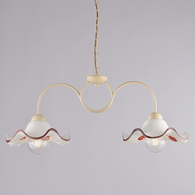 Lampadario 2 luci bilanciere ceramica floreale e traforata shabby chic LUCI E COLORI