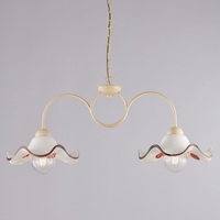 Lampadario 2 luci bilanciere ceramica floreale e traforata shabby chic LUCI E COLORI