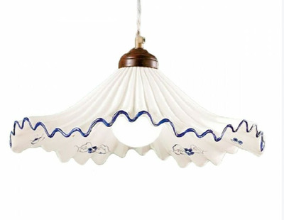 Lampadario in ceramica decoro blu ondulato a sospensione 30cm ANNA/SM/BLU DUE P