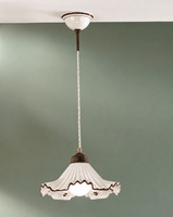 Lampadario 30cm ceramica onde pliss&egrave; marrone per cucina rustica  45234