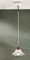Lampadario piccolino 15cm ceramica decoro blu onde pliss&egrave;  45228