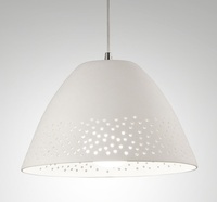 Lampadario sospensione 30cm in ceramica bianca con forellini CASALE 3532-40-102 FABAS