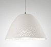 Lampadario sospensione 30cm in ceramica bianca con forellini CASALE 3532-40-102 FABAS