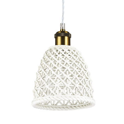 Lampadario piccolo cupoletta in ceramica con decoro traforato LUGANO SP1 D16 IDEAL LUX