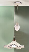 Lampadario saliscendi 40cm ceramica onde pliss&egrave; blu per tavolo cucina  45239