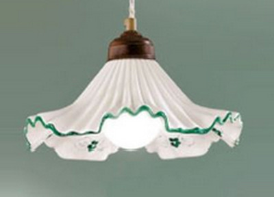 Lampadario ceramica ondulato 40cm decoro verde ANNA/SG/VER DUE P