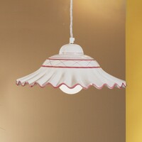 Lampadario casale di campagna in ceramica bianca e verde piatto ad arco 40 cm  45524