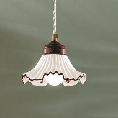 Lampadario mini 15cm ceramica onde pliss&egrave; marrone per corridoio e penisola  45229