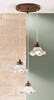 Lampadario multiplo 3 luci sfalsate ceramica marrone per casale e taverna  45266