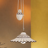 Lampadario rustico in ceramica bianca marrone saliscendi con contrappeso  45519