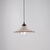 Particolare di Sospensione lampadario 30cm in ceramica traforata rustico cavo stoffato  44454
