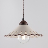 Sospensione lampadario 30cm in ceramica traforata rustico cavo stoffato  44454
