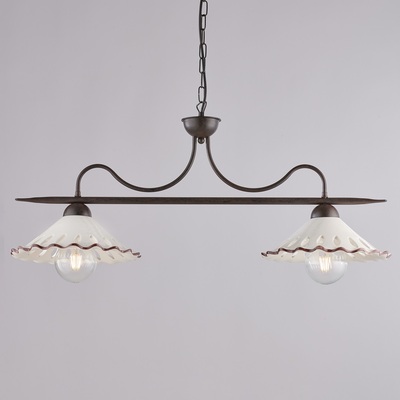 Lampadario 2 luci metallo nero anticato ruggine bilanciere  44456