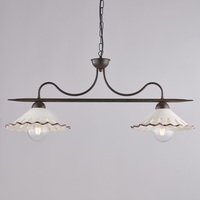 Lampadario 2 luci metallo nero anticato ruggine bilanciere  44456