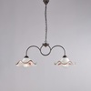 Particolare di Bilanciere 2 luci tradizione ceramica bordo marrone e anemoni rossi  44460