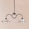 Bilanciere 2 luci tradizione ceramica bordo marrone e anemoni rossi LUCI E COLORI