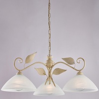Lampadario 3 luci avorio con foglie ampio 79cm  42457
