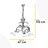 Misure Lampadario classico 3 luci vetro a calla decoro foglie sfumature verdi