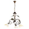 Lampadario 3 luci vetro classico a calla decoro foglie sfumature verdi CALLA AMBRA 3L LUCI CLASSICHE