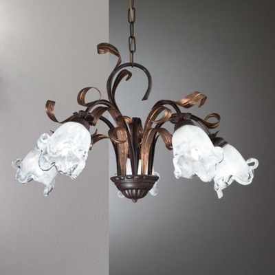 Lampadario in metallo bronzato particolari oro a 5 luci EMILY 5 RUGGINE DUE P