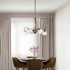 Immagine aggiuntiva di Lampadario 5 luci vetro bianco classico fascia ricciolo bronzato  42440