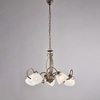 Particolare di Lampadario 5 luci vetro bianco classico fascia ricciolo bronzato  42440