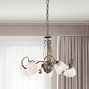 Lampadario a soffitto 5 luci vetro bianco classico fascia ricciolo bronzato 42440 LUCI E COLORI