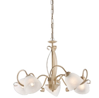 Lampadario classico camera da letto o sala 5 luci avorio decoro oro 42439 LUCI E COLORI