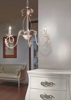Lampadario 3 luci avorio anticato riccioli e foglie 62cm  45531