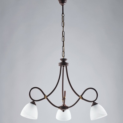 Lampadario 3 luci classico testa di moro con vetri bianchi 58cm  41479